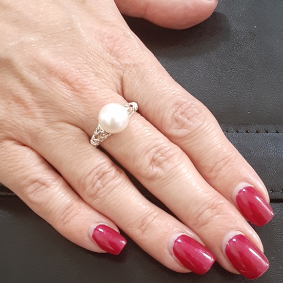 Genuine Fresh Water Pearl 925 Sterling Silver Ring - Picture 5 of 8